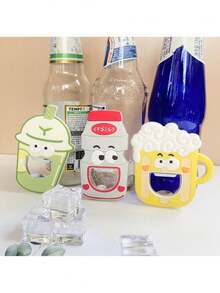 1 buc deschizător de sticle de bere din cauciuc moale, drăguț, - Gadget de bucătărie de vară, deschizător de sticle magnetic pentru frigider, ceașcă de ceai cu lapte