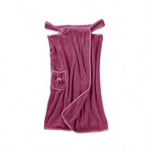 Toalla de baño de microfibra con bolsillos: ligera, absorbente, tejido de poliéster, estilo moderno, forma única, para adultos y mujeres. - Morado - Ver 2