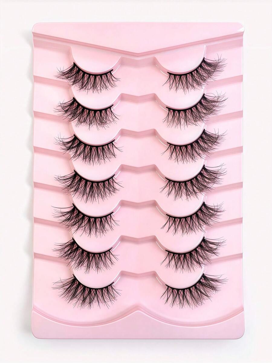 False Lashes 7pairs Faux Mink Lashes Tail Elongated False Eyelashes Gift For Women & Girl