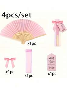 Set de 3/15/30 piezas, Abanico plegable de madera rosa con bolsa de regalo y tarjeta de agradecimiento, Tarjetas de agradecimiento, Abanico plegable de bambú para novia, Decoraciones para fiesta individual, boda y despedida de soltera, Regalos para damas de honor y decoraciones de boda, Regalos de boda perfectos, Decoración de boda, Muy adecuado para fiestas y eventos, Accesorios de verano perfectos, Abanico plegable para mujer