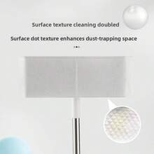 1pc Japanese Style Disposable Dust Collection Mop, Detachable Static Dust Sheets, Slouchy Dusting Paper Mop With Iron Rod Handle, Lightweight & Bendable, Multi-Surface Static Cleaning, For Hardwood/Tiles/Laminate Floors, Home Cleaning Essentials, Disposable Mop, Dust Mop, Static Duster, Floor Cleaning Tools, Quick Clean Solutions