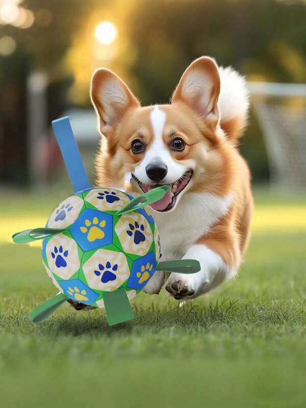 Heavy Duty Dog Football Toy Ball With Tug Rope Grip Ring Interactive Fetch Chase Tug Of War Game Chew Resistant Plastic Ball For Indoor Outdoor Training All Dog Sizes Holiday Gift For Boys Christmas Gift Merry Christmas