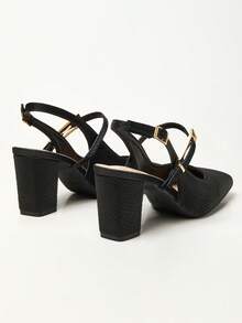 WHDXY 1 Pair Women's Square Toe Basic Slip-On High Heel Pumps, Sexy 7CM Chunky Heel Dress Shoes For Office, Flight Attendant, Formal Occasions