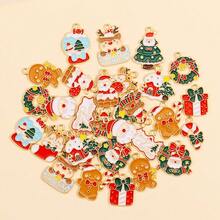 30Pcs/Set Multi-Color Drip Oil Mixed Christmas Charm Pendants, Handmade Jewelry Making DIY Necklace Bracelet Keychain Accessories Christmas Gift - Multicolor - View 3