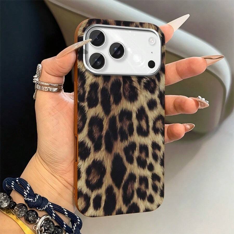 Fashion Leopard Print Design Pattern Large Hole Soft Phone Case, Compatible With IPhone17/IPhone17Pro/IPhone17Pro Max/IPhone17Air/IPhone16 15 14 13 12 11 Pro Max Fashion Phone Case - 棕色 - 查看 1