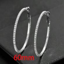 1 Pair Minimalist Rhinestone Embellished Exaggerated Large Hoop Earrings, Fashionable Geometric Circle Pendant Earrings For Women