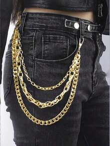 1 Piece Of Metal Multi-Layer Industrial Style Pants Chain, Cool Street Trouser Chain, High-End Adult Waist Chain, High-End Punk Boyfriend Style Matching, Personalized Accessories For Men And Women Jeans, Hip-Hop Accessories Gifts,Suitable For Spring,Summer,Autumn,Winter,Return To School,Back-To-School, Christmas, Halloween, Thanksgiving, Children's Day, Teacher's Day, New Year's Birthday Gifts Decorate For Good Friends