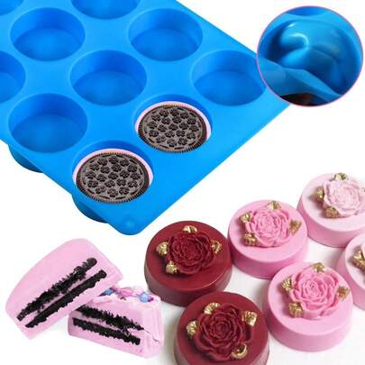 Upgraded Blue Chocolate Cookie Mold, New Cylindrical Cookie Silicone Mold, Suitable For Candy Mini Cake Jelly Baking. Suitable For Christmas And Other Parties