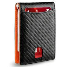 Smukły, inteligentny portfel, kolorowy, skórzany, antykradzieżowy uchwyt na karty, konstrukcja z wieloma przegródkami, kompaktowy i lekki, prezent dla mężczyzn