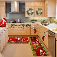 1/2/3 pezzi Tappetino da cucina natalizio di Babbo Natale rosso rinforzato, spesso 1,2 cm, imbottito, antifatica, decorazione natalizia per la casa, tappeto natalizio per la cucina
