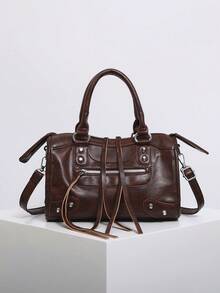 1个女士摩托车造型枕形包，时尚便携粉色单肩斜挎包，2025新款上市，除臭说明：放置于通风处1-3天以散去材质气味。 - 咖啡 - 查看 6