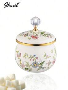shoxil 1 件陶瓷瓶、罐和盒子，带盖调味罐，用于盛放盐、糖和调味品，储物罐和瓶，厨房香料展示盒，厨房储物罐和瓶，花鸟图案，适用于厨房储物、家庭整理、返校季和女孩 - 彩色 - 查看 8