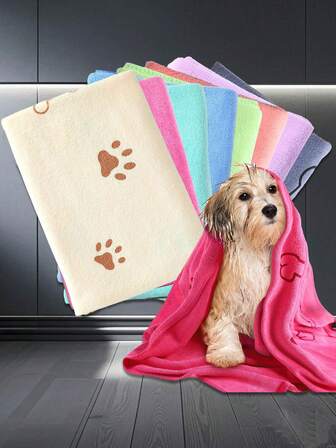 2 piezas/1 pieza Toalla para perro, toalla de baño para mascotas, toalla de secado, 19.68 pulgadas*39.37 pulgadas,(50 X 100 Cm), de fibra superfina que absorbe el agua y se seca rápido, adecuada para el baño de gatos y perros pequeños, accesorios de limpieza esenciales (en múltiples colores)