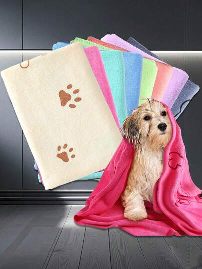 2pcs/1pc Dog Towel, Pet Bath Towel, Dry Towel,19.68in*39.37in,(50 X 100 Cm) Water-Absorbing Superfine Fiber Quick-Drying Soft Beach, Suitable For Light Cat And Dog Shower Essential Cleaning Accessories (In Multiple Colors)