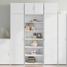 Highboard White 70x41x185 Cm Engineered Wood - White - View 1