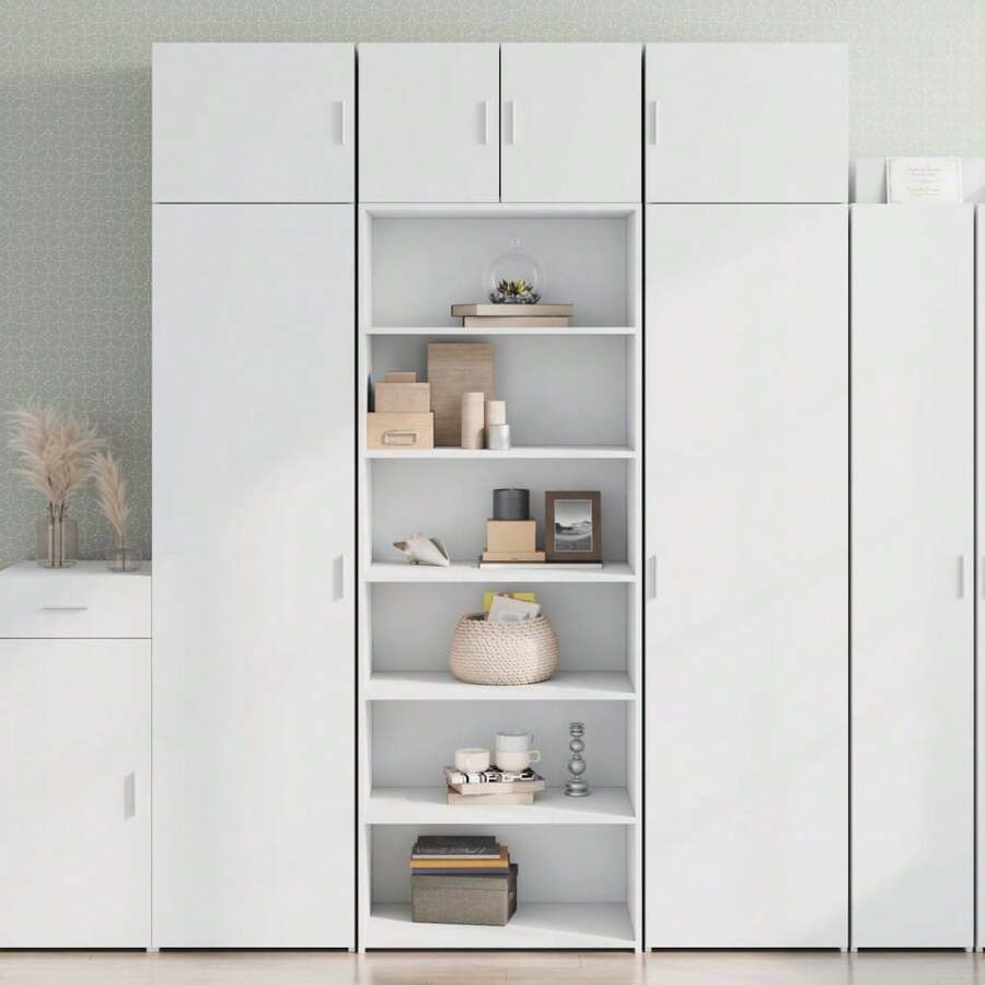 Highboard White 70x41x185 Cm Engineered Wood - White - View 1