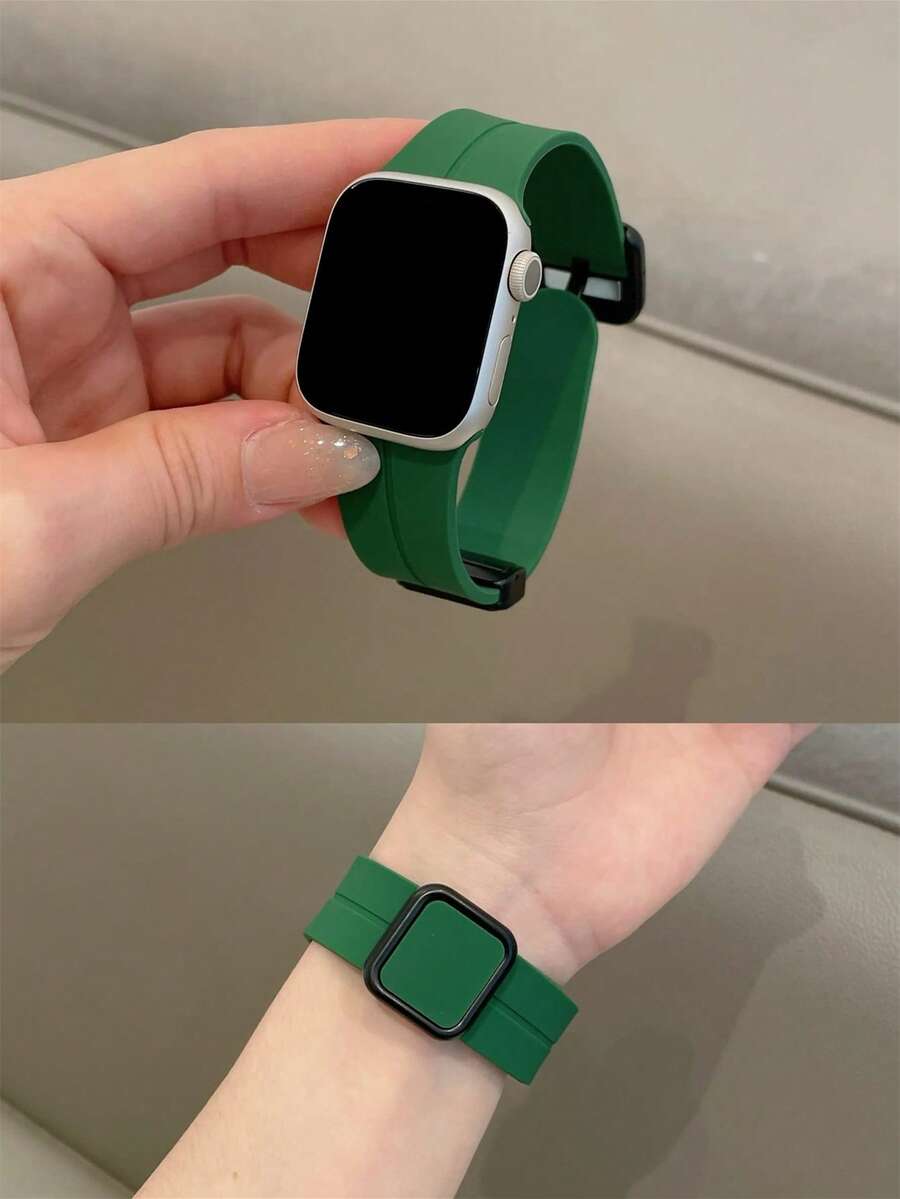 磁吸硅胶表带，适用于 42mm、38mm、40mm、41mm、44mm、45mm、46mm、49mm 表盘尺寸，时尚智能手表替换表带，兼容 Series Ultra2、Ultra SE2、SE 11、10、9、8、7、6、5、4、3、2、1 等型号，男女通用，学生返校季理想礼物