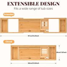Półka do wanny z bambusa premium – organizer do spa z antypoślizgowymi rowkami i składaną konstrukcją, akcesoria łazienkowe, pomysł na prezent na Dzień Matki, rozwiązanie do przechowywania dla relaksujących kąpieli