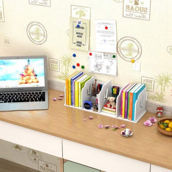 Desktop Bookshelf, Simple Student Bookcase, File & Document Organizer Rack For Office Desk