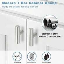 10 件橱柜把手拉丝镍橱柜把手，不锈钢单孔厨柜把手银色橱柜拉手，适用于厨柜和梳妆台，2 英寸总长度抽屉把手