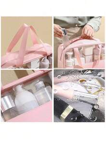 1 túi đựng đồ vệ sinh cá nhân đa năng bằng PVC, túi đựng mỹ phẩm PVC trong suốt, túi trang điểm dung tích lớn, túi trang điểm tự thiết kế chữ cái, túi đựng đồ du lịch chống thấm nước, túi đựng mỹ phẩm du lịch tối giản với nhãn dán chữ cái, thích hợp đựng mỹ phẩm, nước hoa, đi biển, trường học, phòng tắm, lễ hội, Ngày của Mẹ, Giáng sinh, món quà tuyệt vời cho mẹ, gia đình, bạn bè, túi đựng đồ vệ sinh cá nhân du lịch unisex, túi trang điểm phòng tắm. - Nhiều màu - Xem 8