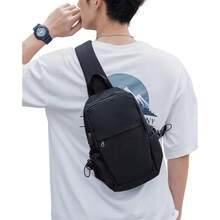 Small Black Sling Crossbody Backpack  Bag For Men Women, Lightweight One Strap  Pack Sling Bag Backpack For Hiking Walking Biking Travel Cycling USB Charger Port-Nylon - Màu xanh lam - Xem 3