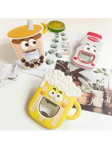 1 buc deschizător de sticle de bere din cauciuc moale, drăguț, - Gadget de bucătărie de vară, deschizător de sticle magnetic pentru frigider, ceașcă de ceai cu lapte