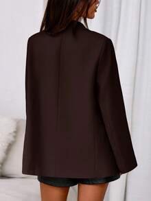 Women Fall Long Sleeve Blazers Casual Open Front Oversized Coat Autumn Winter Business Work Office Suit Jackets Outfits - 棕色 - 查看 4