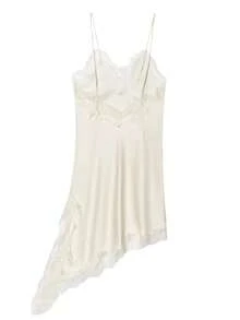 Lace Trim Satin Asymmetric Summer Party Mini Skirt, Elegant New Sleeveless Sexy Nightgown, Brown/Black Backless Dress For Women