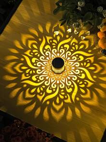 Solar Mandala Wall Lamp, Suitable For Holiday Parties, Projection Floral Lampshades For Thanksgiving, Christmas Party Atmosphere, Seasonal Garden Decoration, Landscape, Yard, Lawn, Deck, Path, Holiday Gifts. - màu ấm - Xem 2