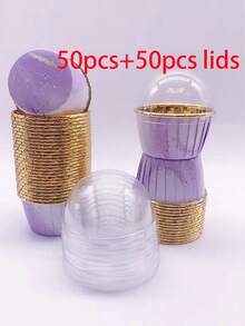 50pcs Marble Pattern Cupcake Liners, Grease-Proof Baking Cups, With/Without Lids, Suitable For Christmas, Birthday And Wedding Party Baking, Wedding And Birthday Supplies, Home And Party Decorations - Multicolor - View 17