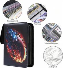 4 tarjeteros de bolsillo, álbum de tarjetas, 400 tarjeteros de bolsillo con funda para tarjetas comerciales, tarjetero para álbum de coleccionista, juguete para regalo para niños/niñas (amarillo) - Color 3 - Ver 4