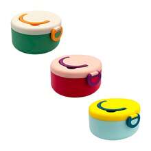 [GDL] 1 pieza Redonda de Dos Tonos para con Asa Cubierta de Plástico Suave Construible 1 Compartimento Varias Colores para Almacenamiento de Alimentos - 1 - Ver 4