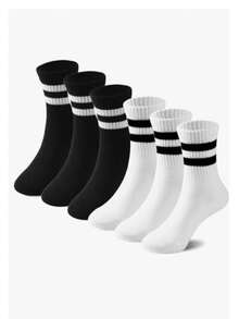 Women Crew Socks - Black and White - View 1
