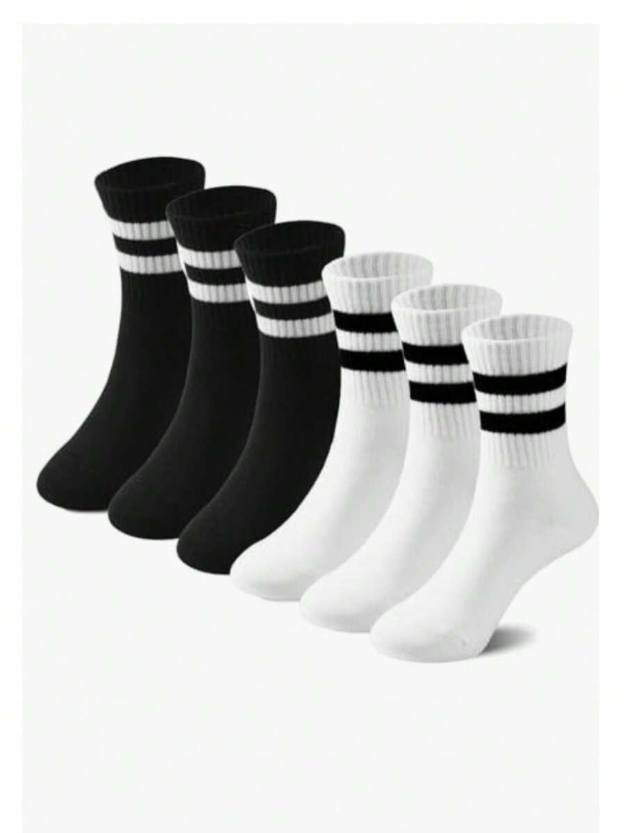 Women Crew Socks - Black and White - View 1