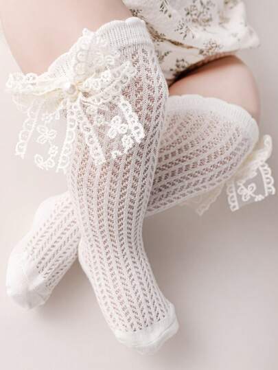 Lace Ruffle Princess Mesh Breathable Socks New Transfer Socks Pearl Socks Children Ankle Long Sock Summer Baby Girls Kids Toddler For 0-3Years