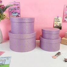 Set de 4 cutii cadou rotunde cu model de trandafiri, hârtie imprimată elegantă, design revigorant cu mai multe straturi și capacitate, DIY și stivuibil, potrivit pentru cadouri de ziua de naștere, nuntă, sărbători - Multicolor - Vizualizare 7