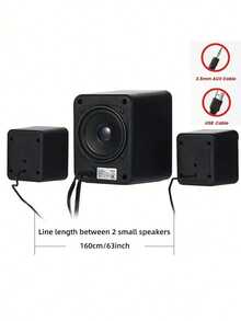 High-Quality 2.1 Stereo Desktop Speaker With LED Ambient Lighting - USB Powered, 3.5mm Audio Jack, Wired Connection For PC, Laptop, Tablet, Gaming Console & MP3/MP4 Devices, Modern Design With Blue Accents, Portable Speaker