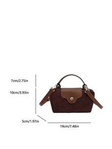 女士时尚休闲百搭撞色饺子包，简约尼龙方包，时尚托特包，复古手提包，配有可拆卸肩带，适合少女、大学生、年轻职业女性和OL，是办公室、校园、工作、商务和通勤的理想之选。 - 咖啡 - 查看 7