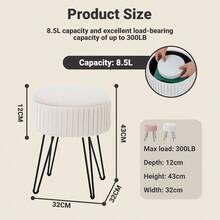 Vanity Stool With Storage  Small Vanity Stools For Make Up Round Ottoman Foot Stool Makeup Stools For Bedroom Veet Vanity Stool For Bathroom Bedroom Living Room Cream