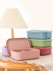 1 pieza Caja de almacenamiento de alimentos de silicona personalizada con patrón de nombre, vajilla personalizada, caja de cena portátil de un compartimento, caja de almacenamiento de tres compartimentos, caja de almacenamiento colorida, artículos esenciales para el hogar, conveniente y ordenada, regalos navideños