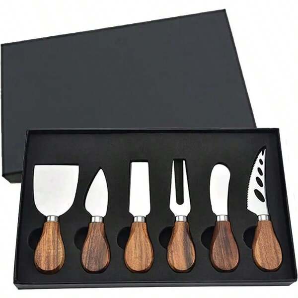 4pcs Stainless Steel Cheese Knives Set With Wooden Handle, Baking Tools, Kitchen Butter Knife
