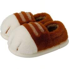 Plush Cat Paw Slippers,Non-Slip Soles, Cozy And Cute SlippersChristmas - 棕色 - 查看 1