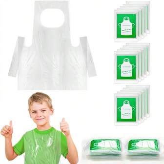 10/20/50/80Pcs Disposable Aprons For Kids, Children's Craft & Cooking Aprons, Disposable Painting Smocks, Child Art Aprons, Suitable For Ages 4-10, Ideal For School Activities, Birthday Parties, And Art Projects