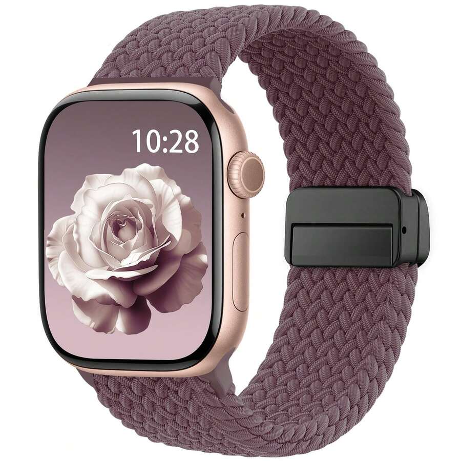 尼龙运动表带,兼容 Ultra 2/1,尺寸:49mm/46mm/45mm/44mm/42mm/41mm/40mm/38mm;柔软编织磁扣表带,兼容 Series 11/10/9/8/7/6/5/4/3/SE;男女皆宜,是学生返校的理想礼物 - 煙紫 - 查看 1