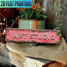 Retro "Art Studio" Metal Wall Sign - Rustic Aluminum Decorative Sign ( 4inchx16inch ) With Colorful Printing, Suitable Indoor And Outdoor Durable Decoration, Ideal Home, Kitchen, Farmhouse, Porch, And Garden