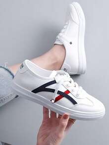 女士休闲运动鞋，平底户外跑步鞋，春秋季 - 藍色 - 查看 1