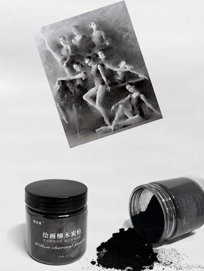 1P Piece Of Charcoal Powder Sketch Willow Charcoal Powder, Quick Spread Powder,Art Students And Art Exam Sketching Charcoal Powder,Lightweight And Multifunctional Art Supplies,Exclusively For Art Students And Art Exam Sketching