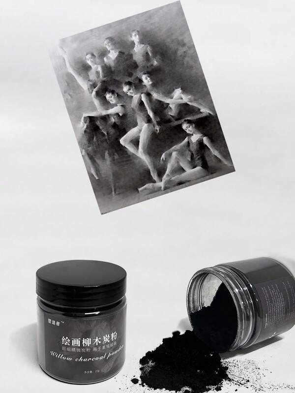 1P Piece Of Charcoal Powder Sketch Willow Charcoal Powder, Quick Spread Powder,Art Students And Art Exam Sketching Charcoal Powder,Lightweight And Multifunctional Art Supplies,Exclusively For Art Students And Art Exam Sketching