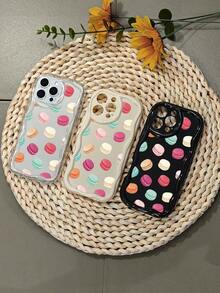 Funda de macarrones coloridos, diseño anti caídas, antichoque y resistente a arañazos, Compatible con iPhone 16ProMax/16E/16Pro/16Plus/16/15ProMax/15Pro/15Plus/15/14ProMax/14Pro/14Plus/14/13ProMax/13Pro/13/13Mini/12ProMax/12Pro/12/12Mini/11ProMax/11Pro/11/XSMAX/XR/X - Negro - Ver 4